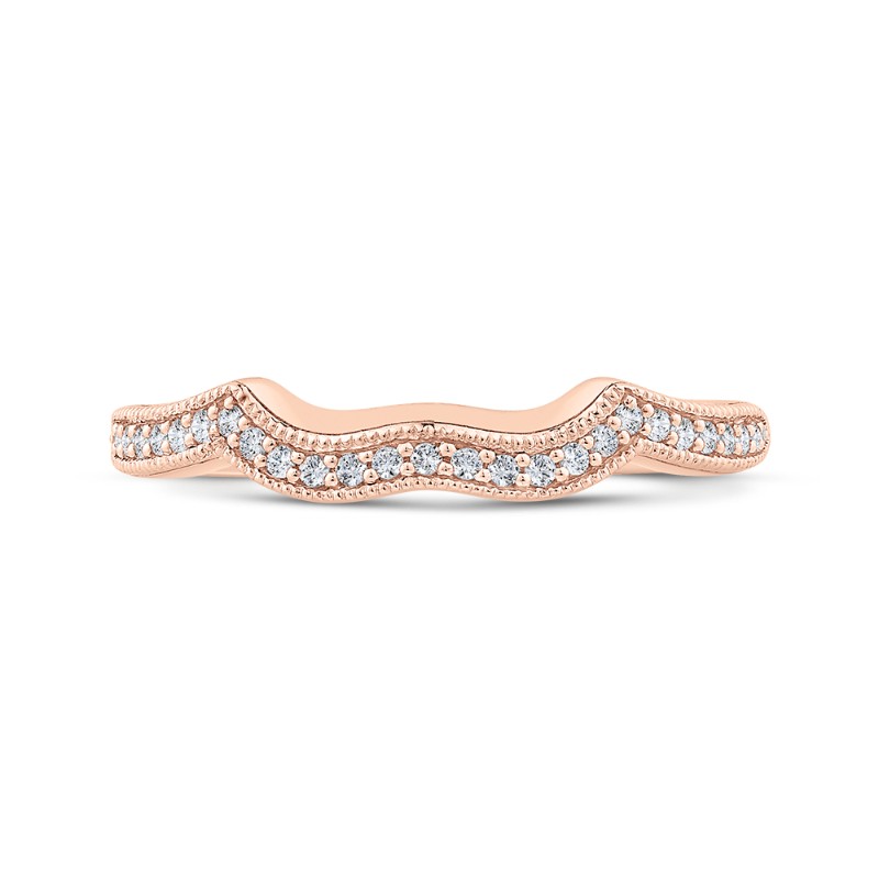 Round Half-Eternity Diamond Contour Wedding Band in 14K Rose Gold