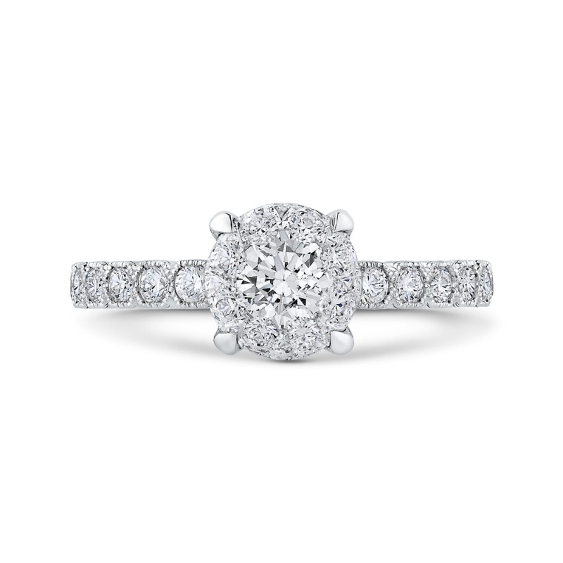 Round Diamond Engagement Ring in 14K White Gold