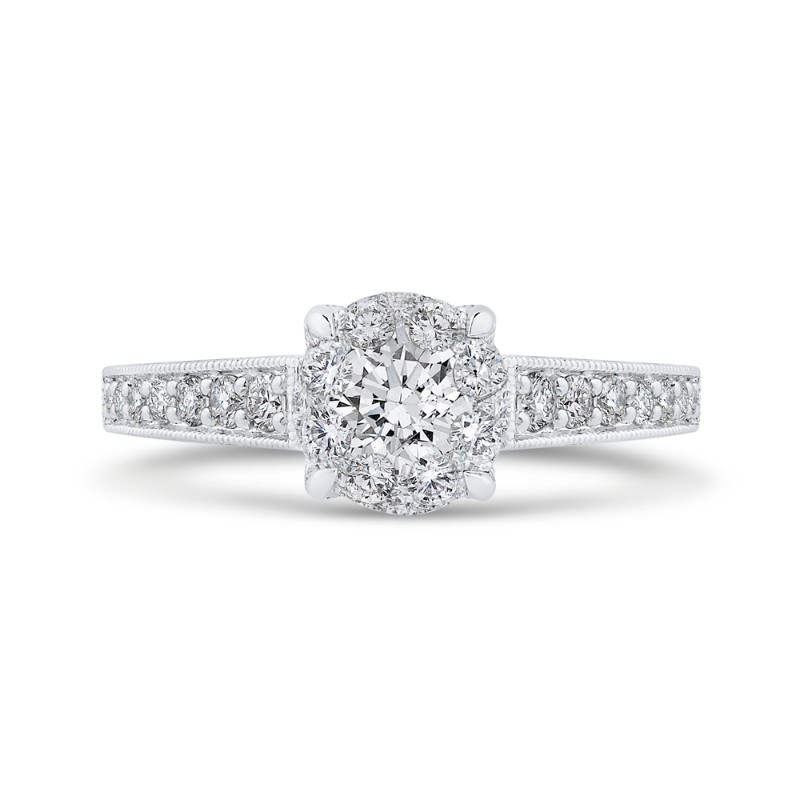 Round Diamond Engagement Ring in 14K White Gold