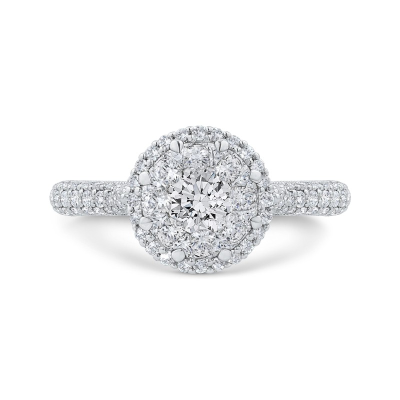 Round Diamond Halo Engagement Ring in 14K White Gold