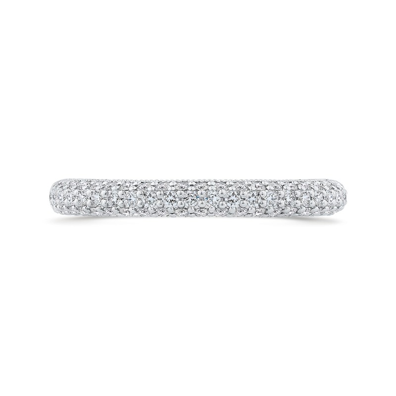 Round Diamond Half-Eternity Wedding Band in 14K White Gold