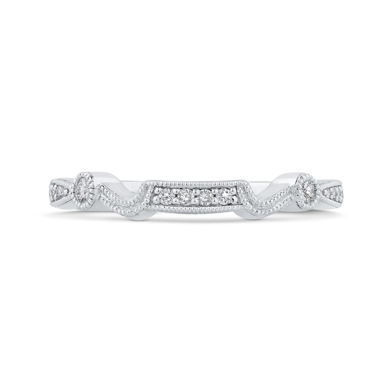 Round Diamond Half-Eternity Wedding Band in 14K White Gold