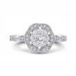 Round Diamond Flower Engagement Ring in 14K White Gold