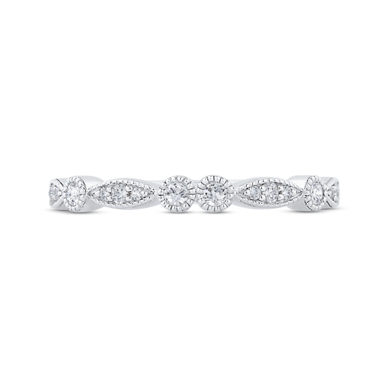 Round Diamond Half-Eternity Wedding Band in 14K White Gold