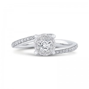 Round Diamond Bypass Engagement Ring in 14K White Gold