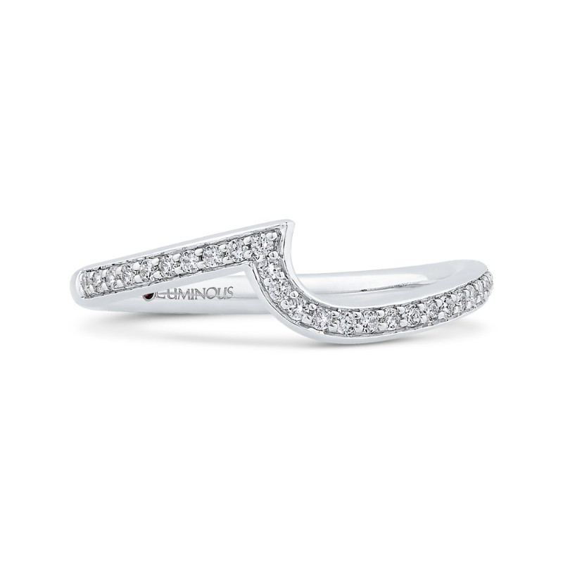 Round Diamond Contour Half-Eternity Wedding Band in 14K White Gold