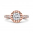 Round Diamond Flower Engagement Ring in 14K Two Tone Gold