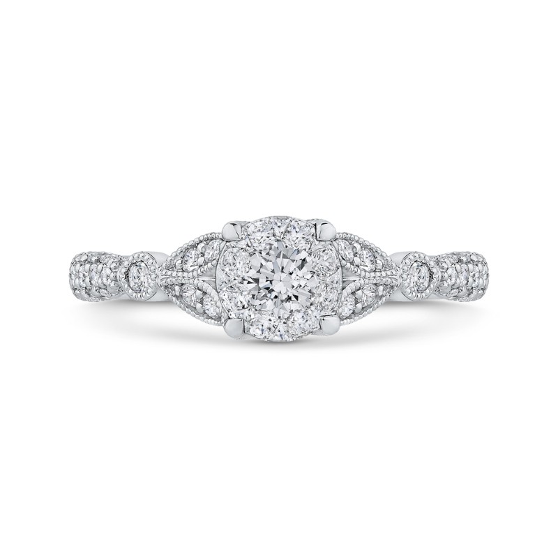 Round Diamond Engagement Ring in 14K White Gold