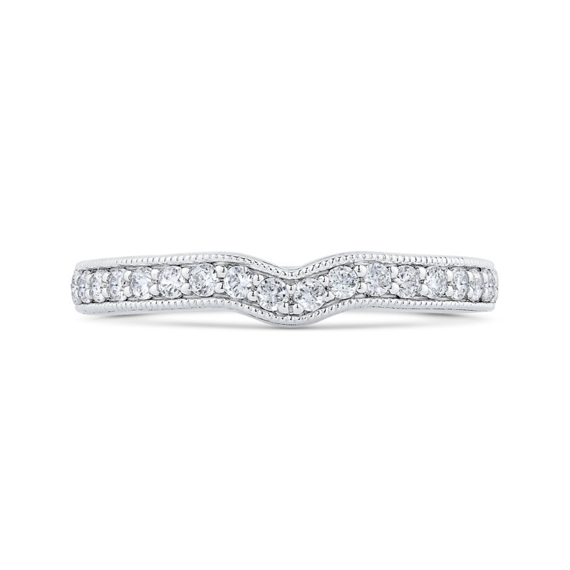 Round Diamond Half-Eternity Wedding Band in 14K White Gold