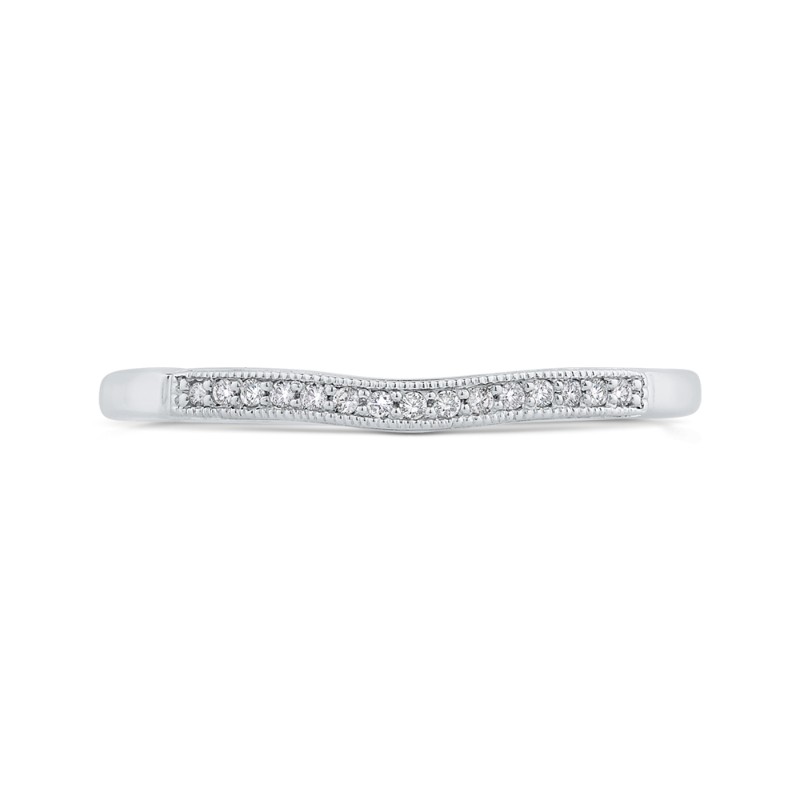 Euro Shank Round Diamond Wedding Band in 14K White Gold
