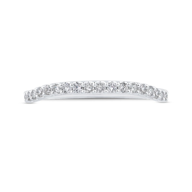 Round Diamond Half-Eternity Wedding Band in 14K White Gold