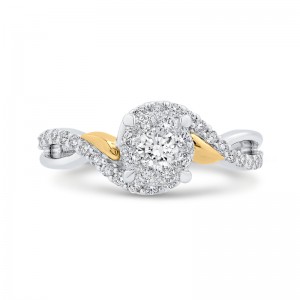 Round Diamond Promise Engagement Ring in 14K Two Tone Gold