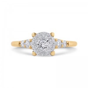 Round Diamond Engagement Ring in 14K Two Tone Gold