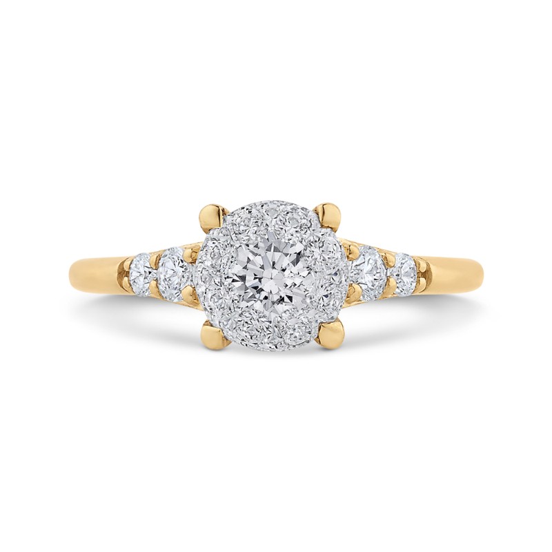 Round Diamond Engagement Ring in 14K Two Tone Gold