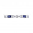 Round Diamond Wedding Band with Sapphire in 14K White Gold