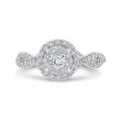 Split Shank Round Diamond Halo Engagement Ring in 14K White Gold