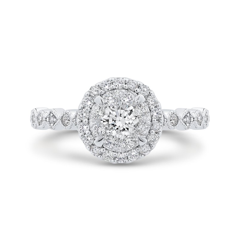 Diamond Halo Engagement Ring in 14K White Gold