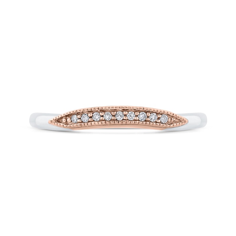 Round Diamond Wedding Band in 14K Two Tone Gold