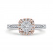 Diamond Halo Engagement Ring in 14K Two Tone Gold