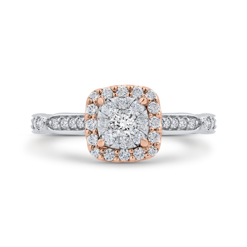 Diamond Halo Engagement Ring in 14K Two Tone Gold