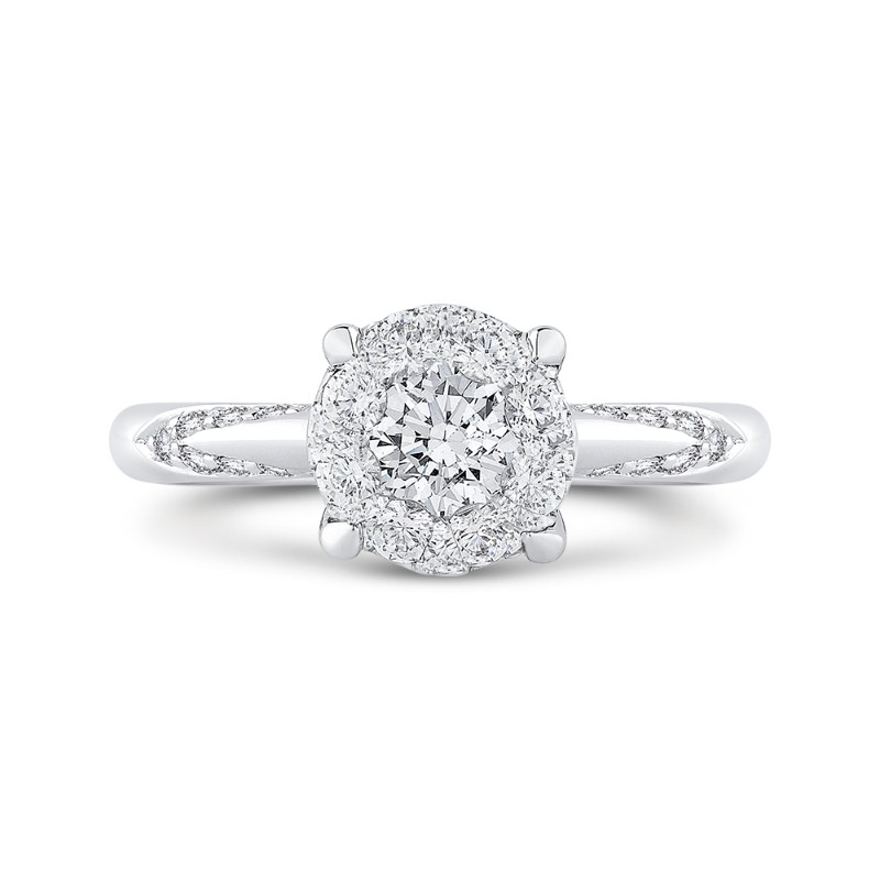 Round Diamond Engagement Ring in 14K White Gold