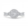 Split Shank Round Diamond Halo Engagement Ring in 14K White Gold