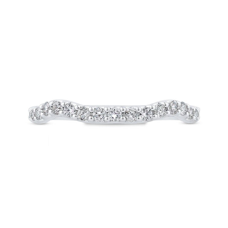 Round Diamond Contour Half-Eternity Wedding Band in 14K White Gold