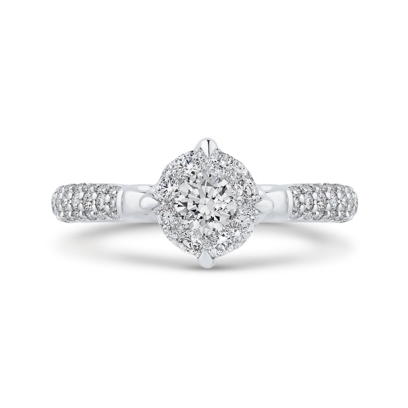 Round Diamond Engagement Ring in 14K White Gold
