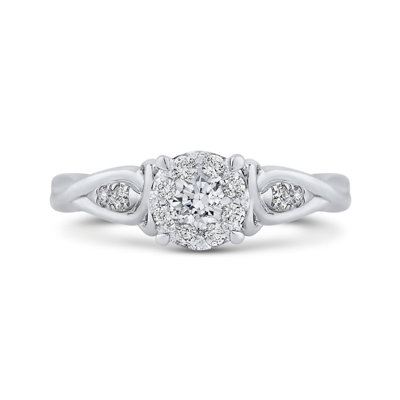 Round Diamond Engagement Ring in 14K White Gold