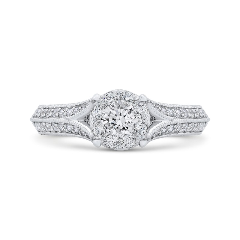 Split Shank Diamond Engagement Ring in 14K White Gold
