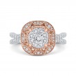 Diamond Flower Engagement Ring in 14K Two Tone Gold