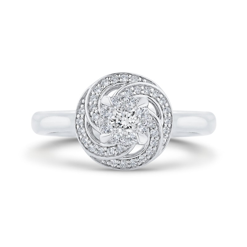 Round Diamond Swirl Fashion Ring in 14K White Gold