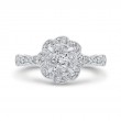 Round Diamond Floral Engagement Ring in 14K Two Tone Gold