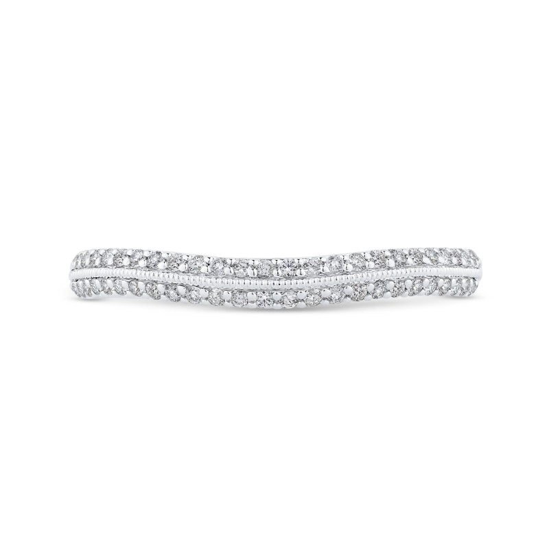 Round Diamond Half-Eternity Wedding Band in 14K Two Tone Gold