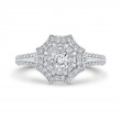 Split Shank Round Diamond Floral Halo Engagement Ring in 14K Two Tone Gold