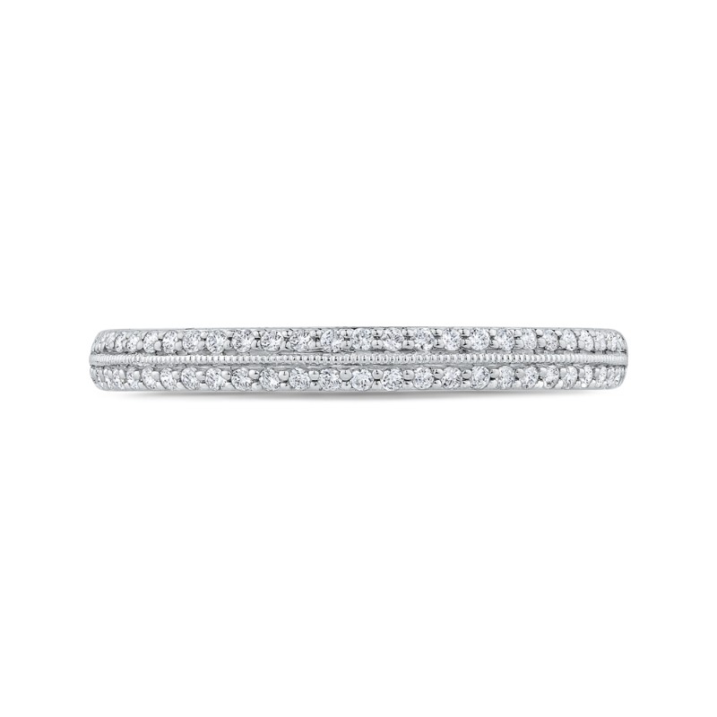 Round Diamond Half-Eternity Wedding Band in 14K Two Tone Gold