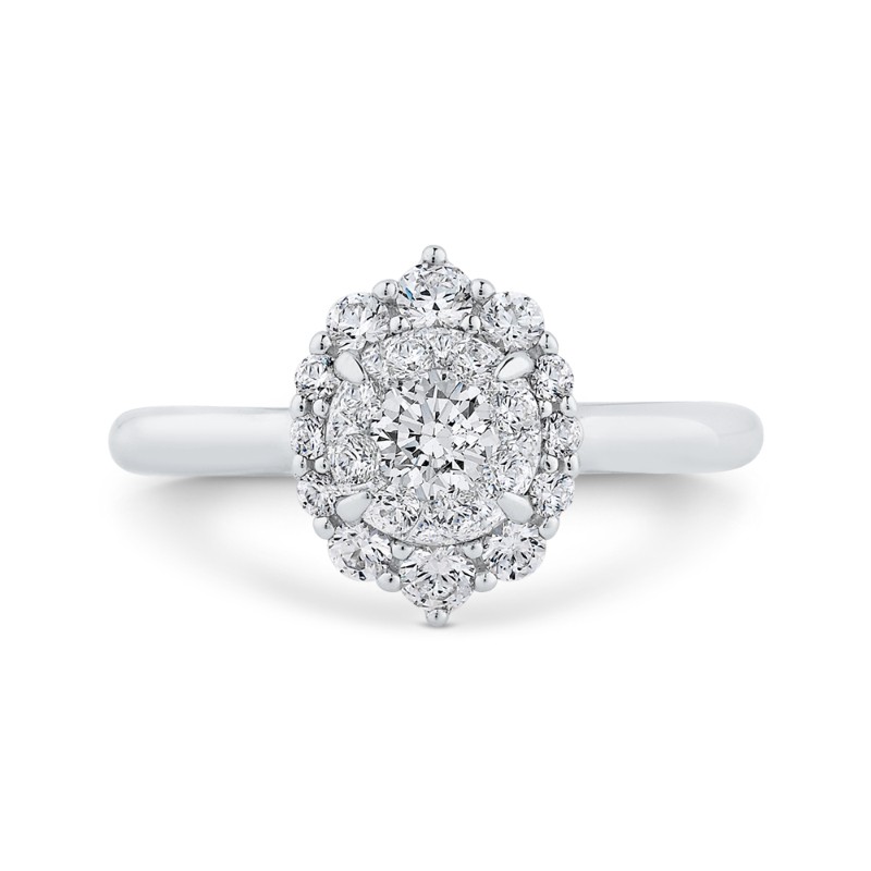 Diamond Halo Engagement Ring in 14K White Gold