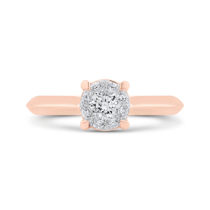 Round Diamond Engagement Ring in 14K Two Tone Gold