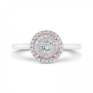 Diamond Halo Engagement Ring in 14K Two Tone Gold
