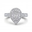 Round Diamond Pear Shape Halo Engagement Ring in 14K White Gold
