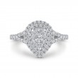 Split Shank Round Diamond Pear Shape Double Halo Engagement Ring in 14K White Gold