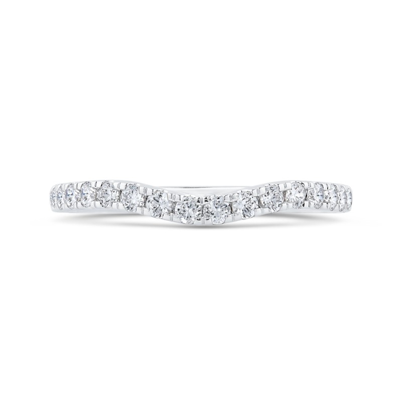 Round Diamond Half-Eternity Contour Wedding Band in 14K White Gold
