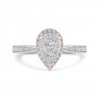 Round Diamond Pear Shape Halo Engagement Ring in 14K Two Tone Gold