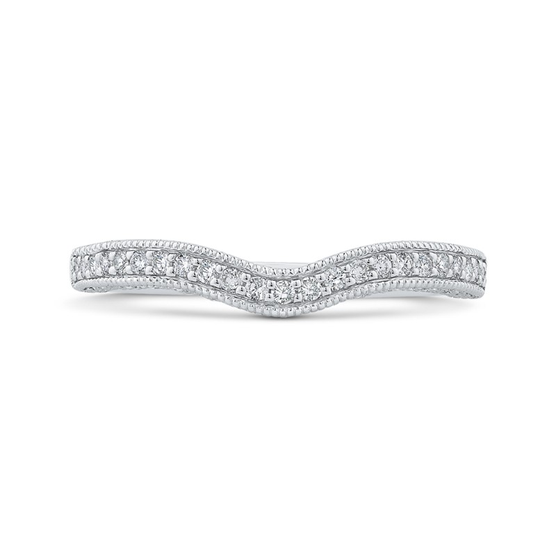Round Diamond Half-Eternity Contour Wedding Band in 14K White Gold