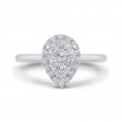 Round Diamond Pear Shape Halo Engagement Ring in 14K White Gold
