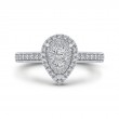 Round Diamond Pear Shape Halo Engagement Ring in 14K White Gold
