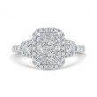 Round Diamond Emerald Shape Halo Engagement Ring in 14K White Gold