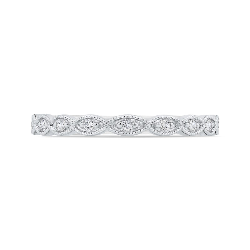 Euro Shank Round Diamond Half-Eternity Wedding Band in 14K White Gold