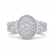 Diamond Oval Shape Halo Engagement Ring in 14K White Gold