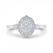 Round Diamond Oval Shape Halo Engagement Ring in 14K White Gold